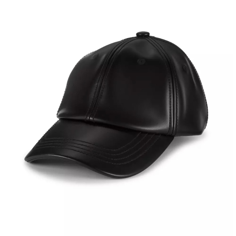 Acne Studios Faux Leather Belted Black Baseball Hat